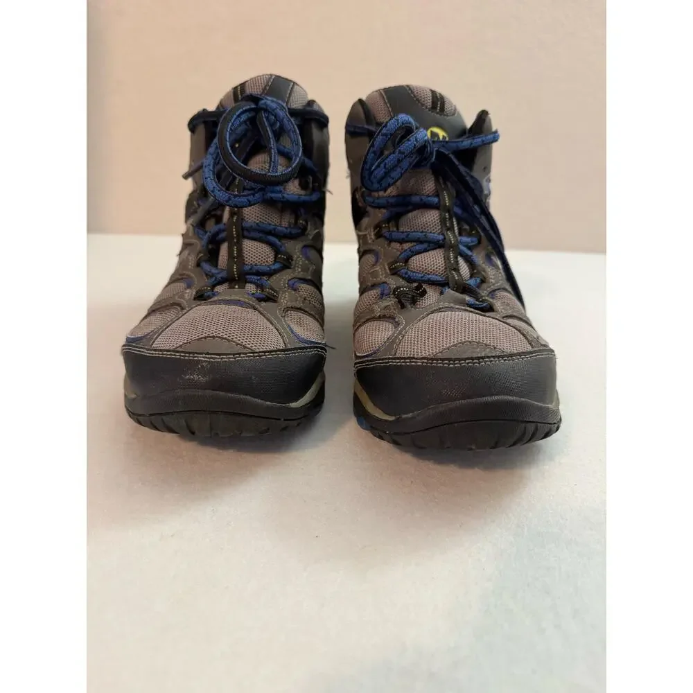 Merrell Boys Hilltop Ventilator Mid Waterproof Hiking Boots 6.5 Gray Blue